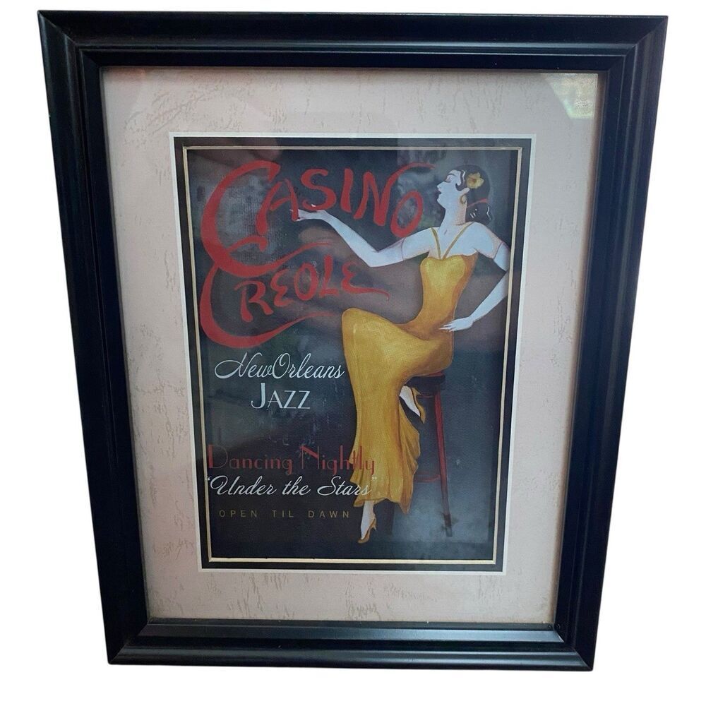 Casino Creole Jazz Dancing New Orleans 3D Shadow Box Framed Art Wall Decor